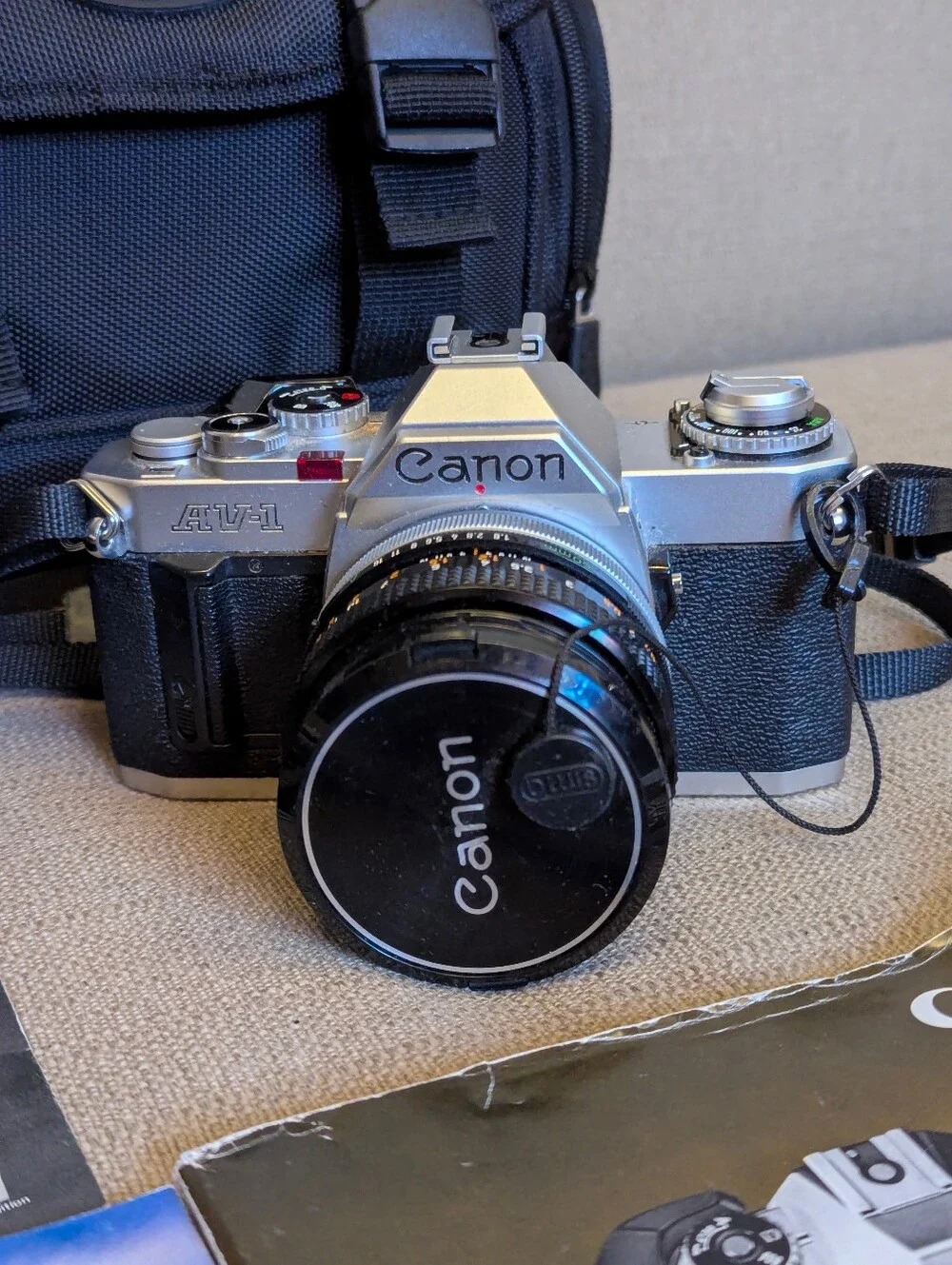 Vintage Canon AV-1 35mm Film Camera Bundle w/ FD 50mm Lens & Speedlite Flash